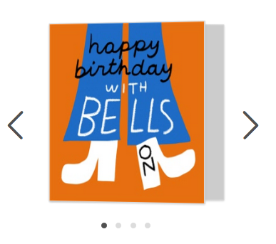 with bells on ha ha happy birthday card moonpig merchesico illustration